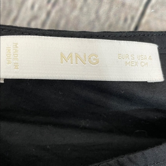 MNG Mango Black Square-Neck Puff Sleeve Mini Dress with White Floral Embroidery - Picture 10 of 16